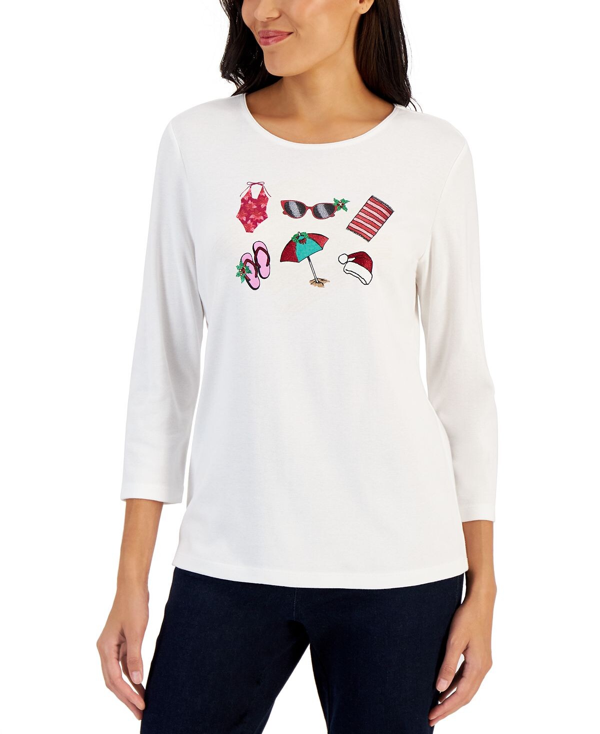 

Женский праздничный пляжный топ, созданный для macy's Karen Scott, белый