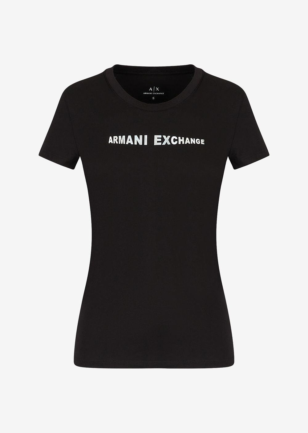 

Узкая футболка из хлопкового джерси с логотипом Armani Exchange, черный