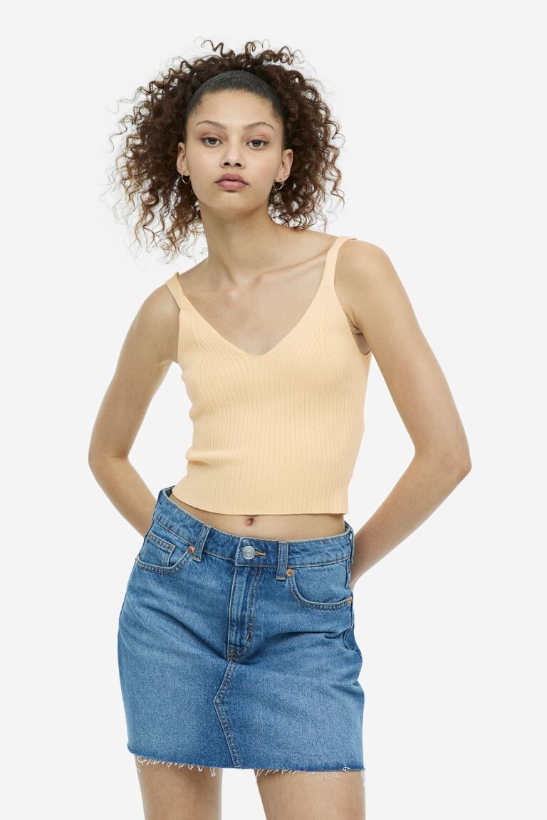 

Трикотажная майка в рубчик H&M, светло-желтого