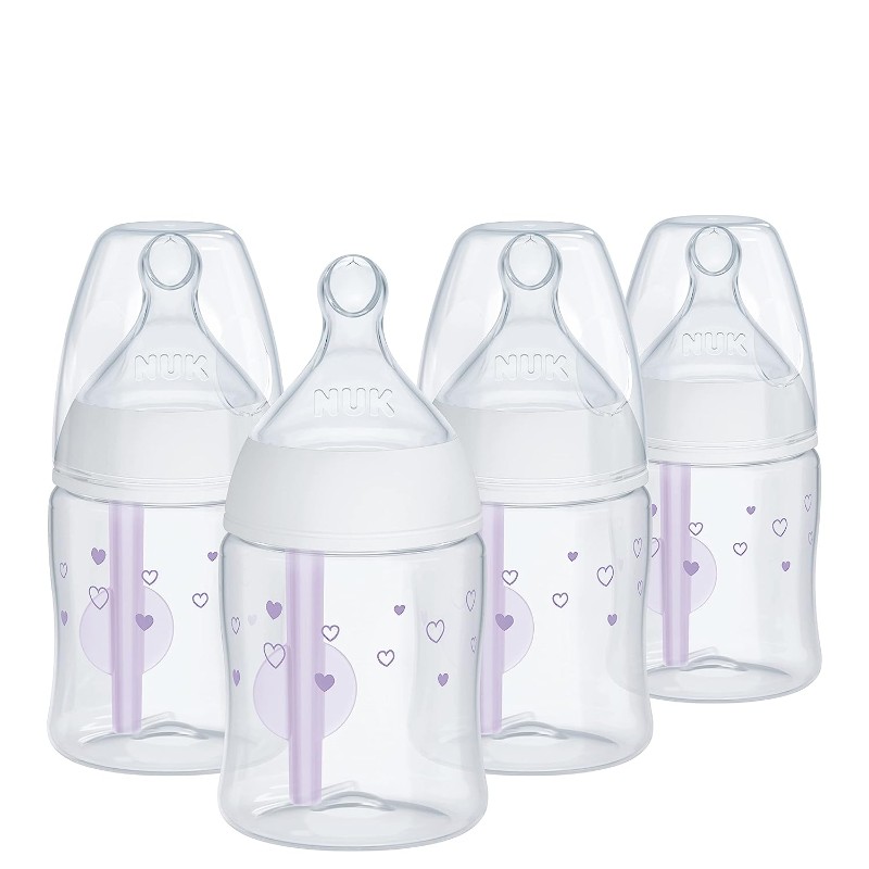 Бутылочки для кормления 4 шт. по 150 мл Nuk Smooth Flow Pro Anti Colic, прозрачный/сиреневый набор бутылочек nuk smooth flow для новорожденных с антиколиковой бутылочкой от 0 месяцев 11 предметов