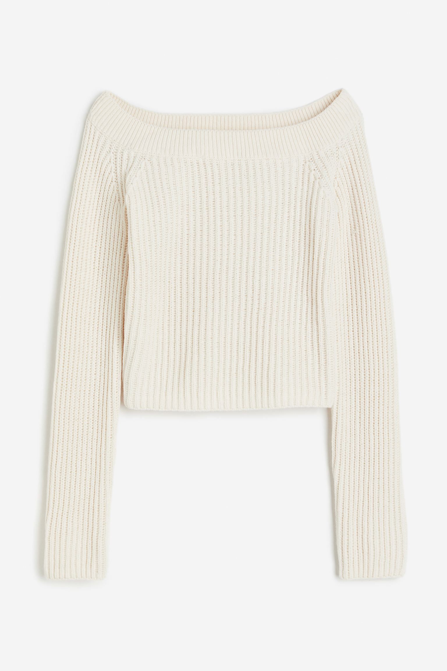 Свитер с открытыми плечами H&M Off The Shoulder, светло-бежевый укороченный свитер в рубчик koton белый