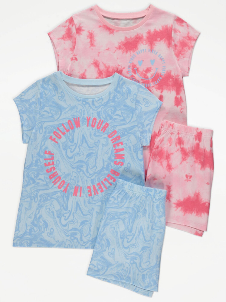 

Набор из 2 коротких пижам Tie Dye Swirl Happy Vibes George.