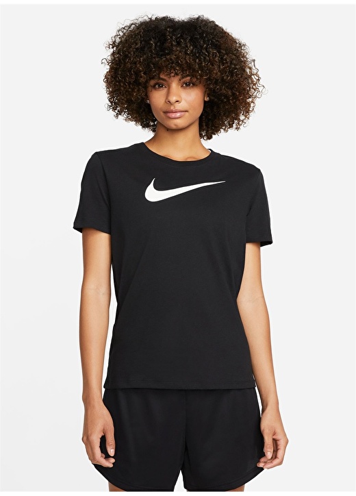Простая черная женская футболка с круглым вырезом Nike