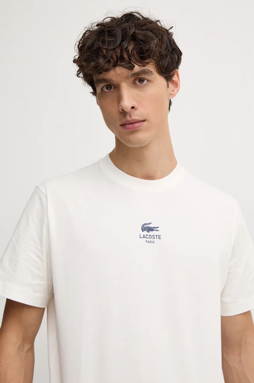 

Хлопковая футболка Lacoste, бежевый