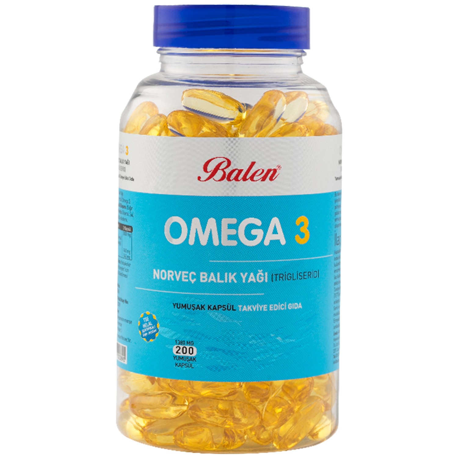 Рыбий жир Balen Omega 3, 200 капсул, 1380 мг vital nutrients сверхчистый рыбий жир 700 лимон 120 мягких капсул