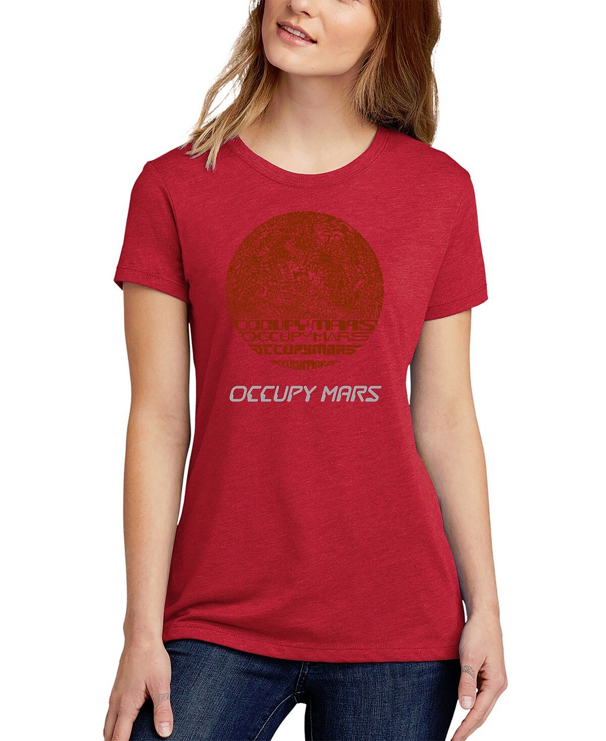 

Женская футболка word art occupy mars LA Pop Art, красный