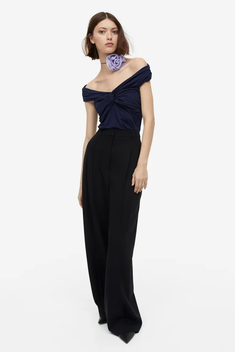 

Блуза с открытыми плечами H&M, синий