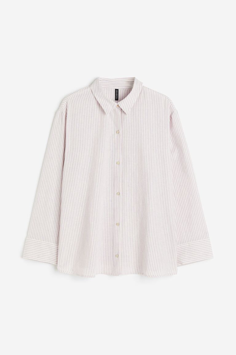 

H&M+ Рубашка из смесовой льняной ткани, сиреневый/полосатый