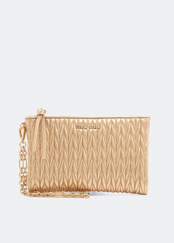 

Сумка MIU MIU Matelassé nappa leather pouch, золотой