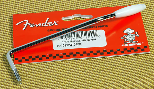 

Fender Mexico Standard Strat Chrome Vibrato Arm с белым наконечником, 0992310100 Standard Stratocaster Chrome Vibrato Arm With White Tip, 0992310100