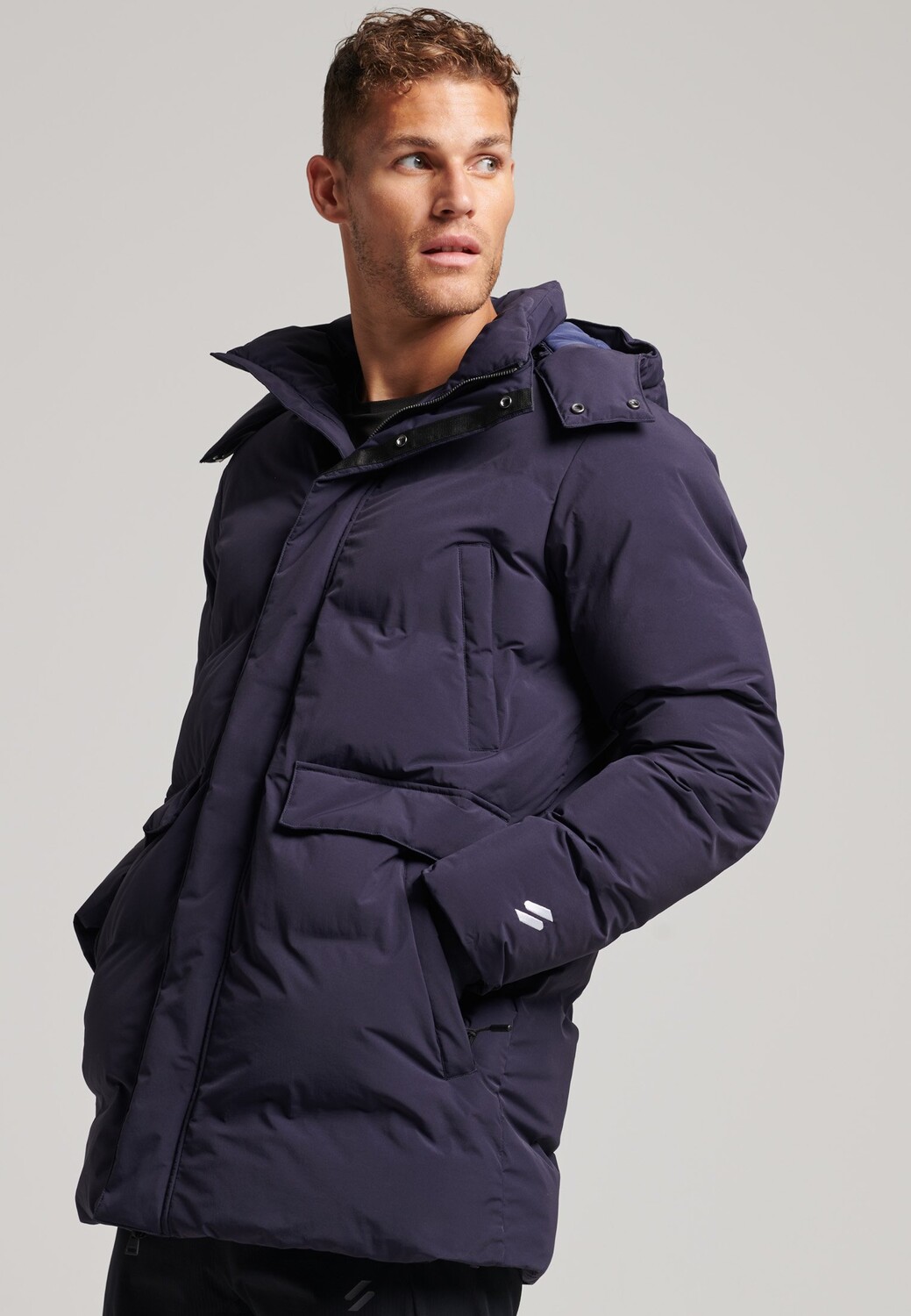 Пальто зимнее Superdry, темно-синий