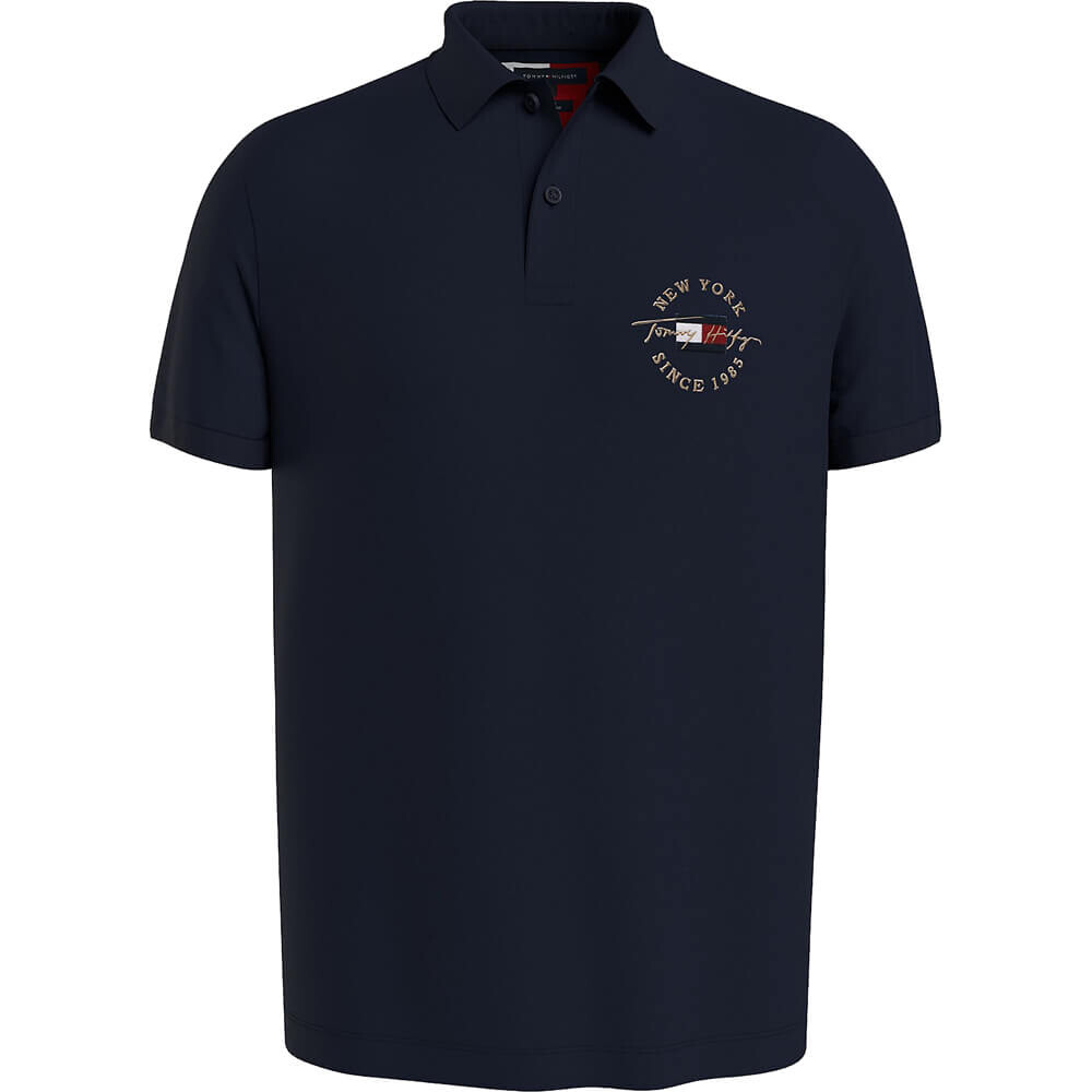 

Поло Tommy Hilfiger Regular Fit Signature Logo, темно-синий