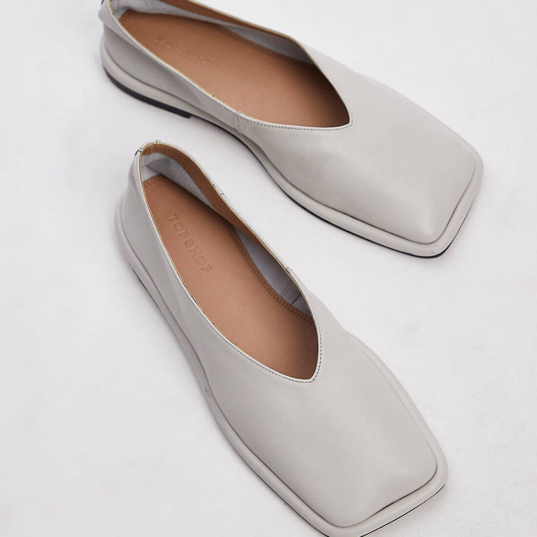 

Туфли Topshop Charlotte Leather Square Toe Unlined Flat, кремовый