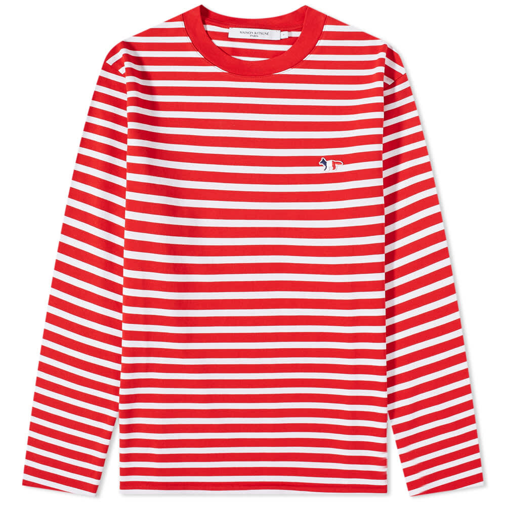 

Футболка Maison Kitsuné Long Sleeve Tricolour Fox Stripe Tee, Красный