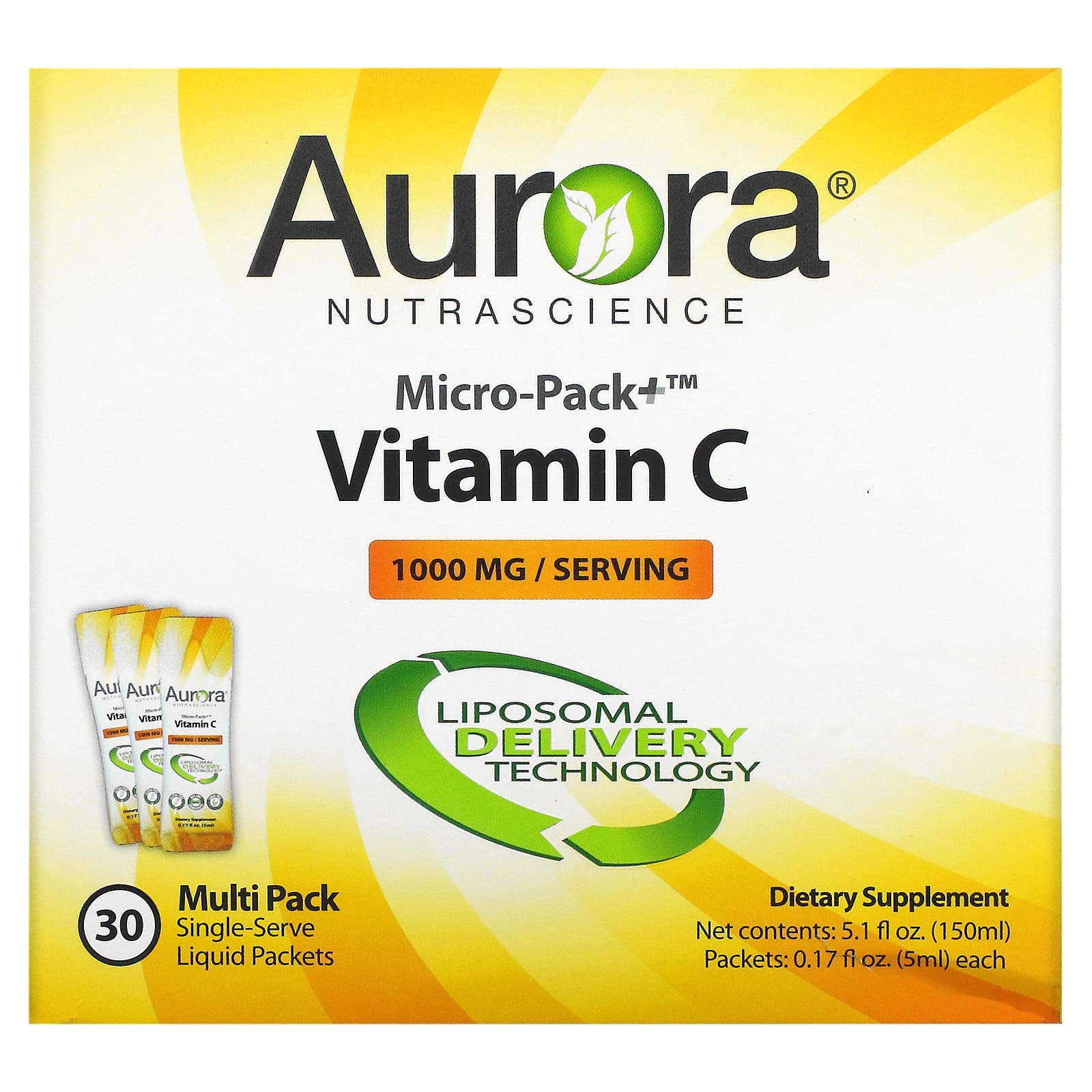 Micro-Pack + витамин C, 1000 мг, 30 пакетиков по 5 мл (0,17 жидк. Унции) Aurora Nutrascience