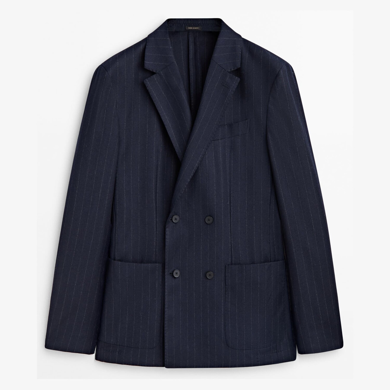 

Пиджак Massimo Dutti Wool Flannel Suit Striped, темно-синий