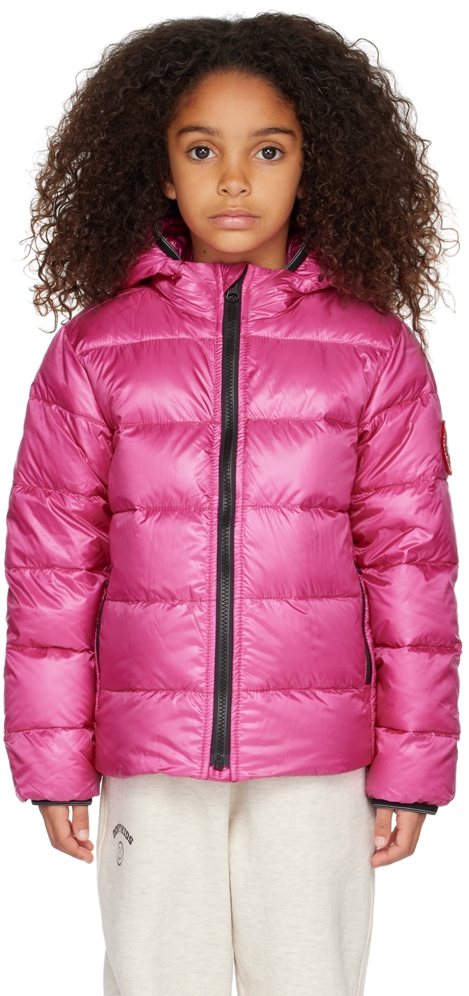 Детская розовая пуховая куртка с капюшоном Crofton Canada Goose Kids цена и фото