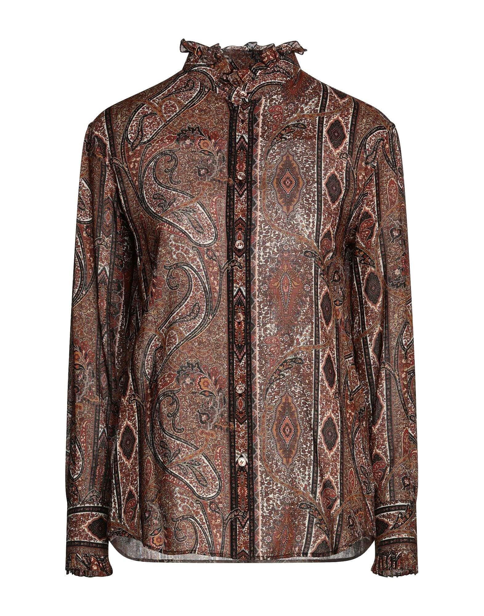 Блуза с рюшами и принтом пейсли CELINE, коричневый блуза moment с рюшами sanctuary цвет brushed floral