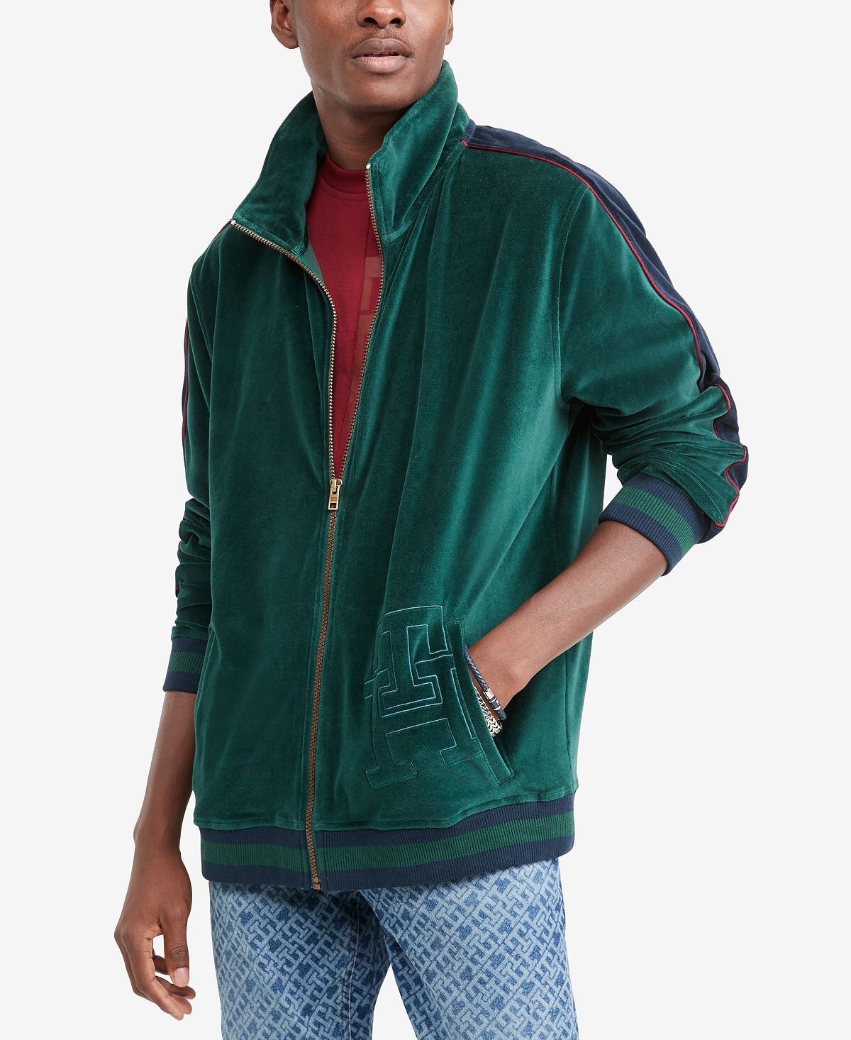 

Мужская велюровая спортивная куртка с монограммой Tommy Hilfiger
