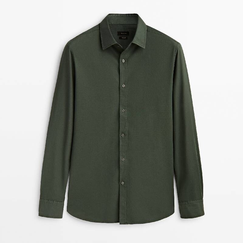 

Рубашка Massimo Dutti Slim Fit Textured, зеленый
