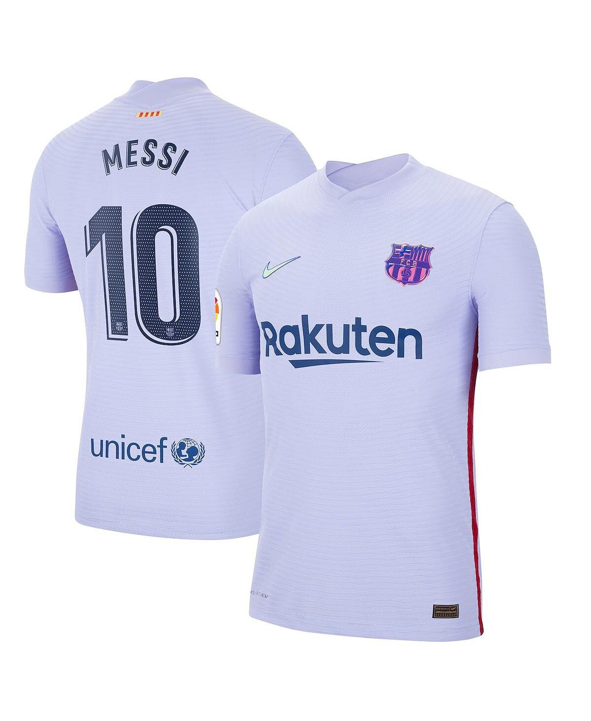 

Мужская футболка lionel messi purple barcelona 2021/22 на выезде, аутентичная футболка игрока Nike, фиолетовый