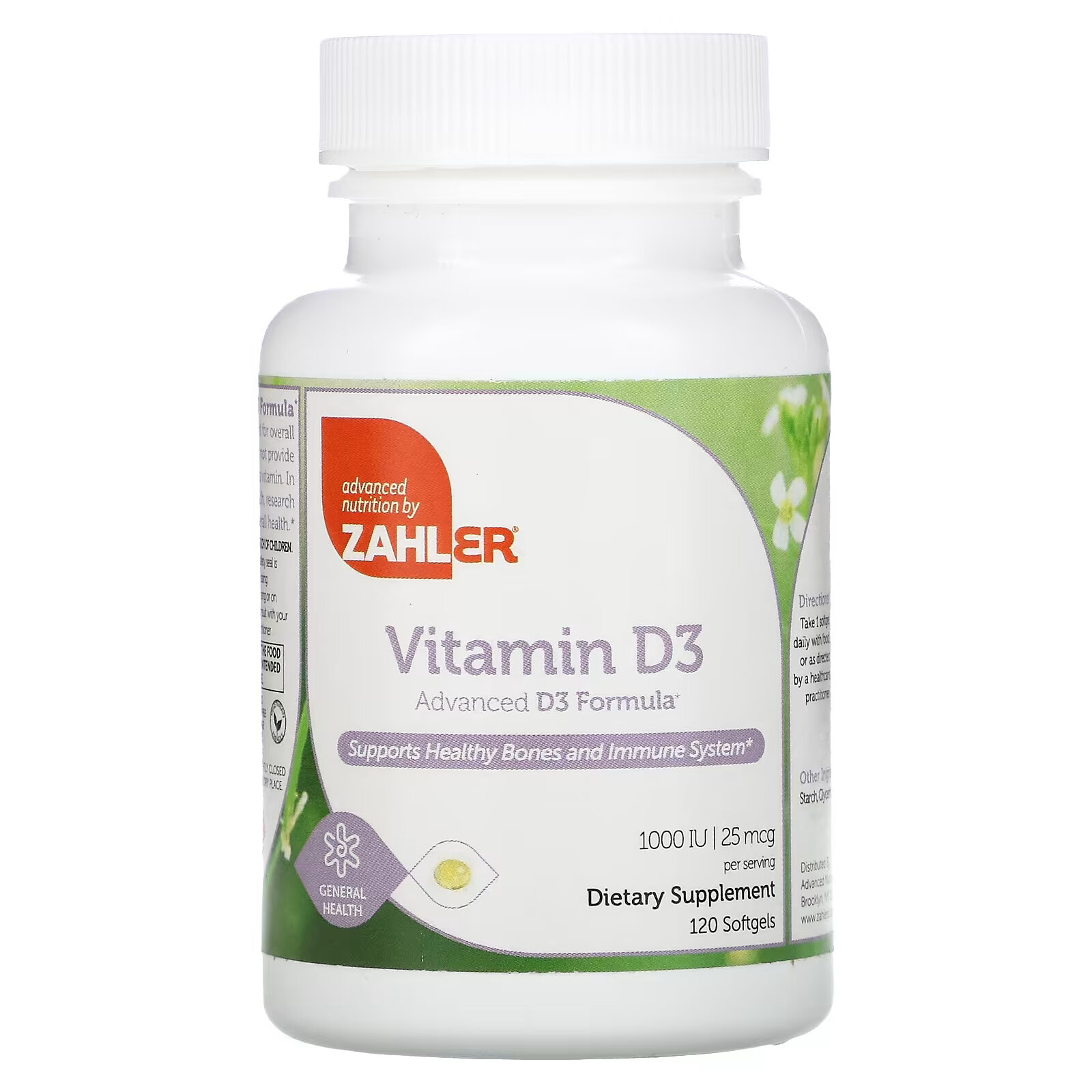 Zahler, Витамин D3, улучшенная формула D3, 25 мкг (1000 МЕ), 120 мягких таблеток витамин d3 zahler усовершенствованная формула d3 50 мкг 2000 ме 120 капсул