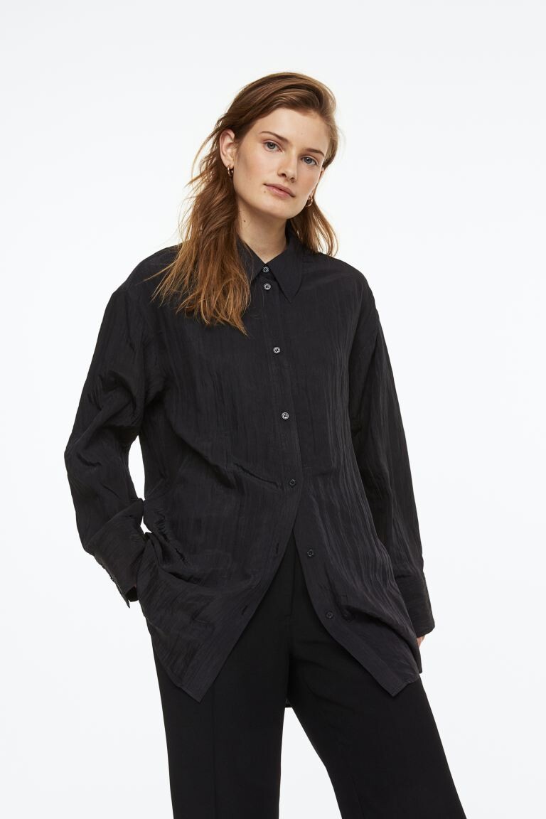 

Рубашка из жатого шифона H&M, черный