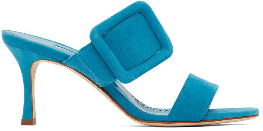 

Синие туфли без задника Manolo Blahnik