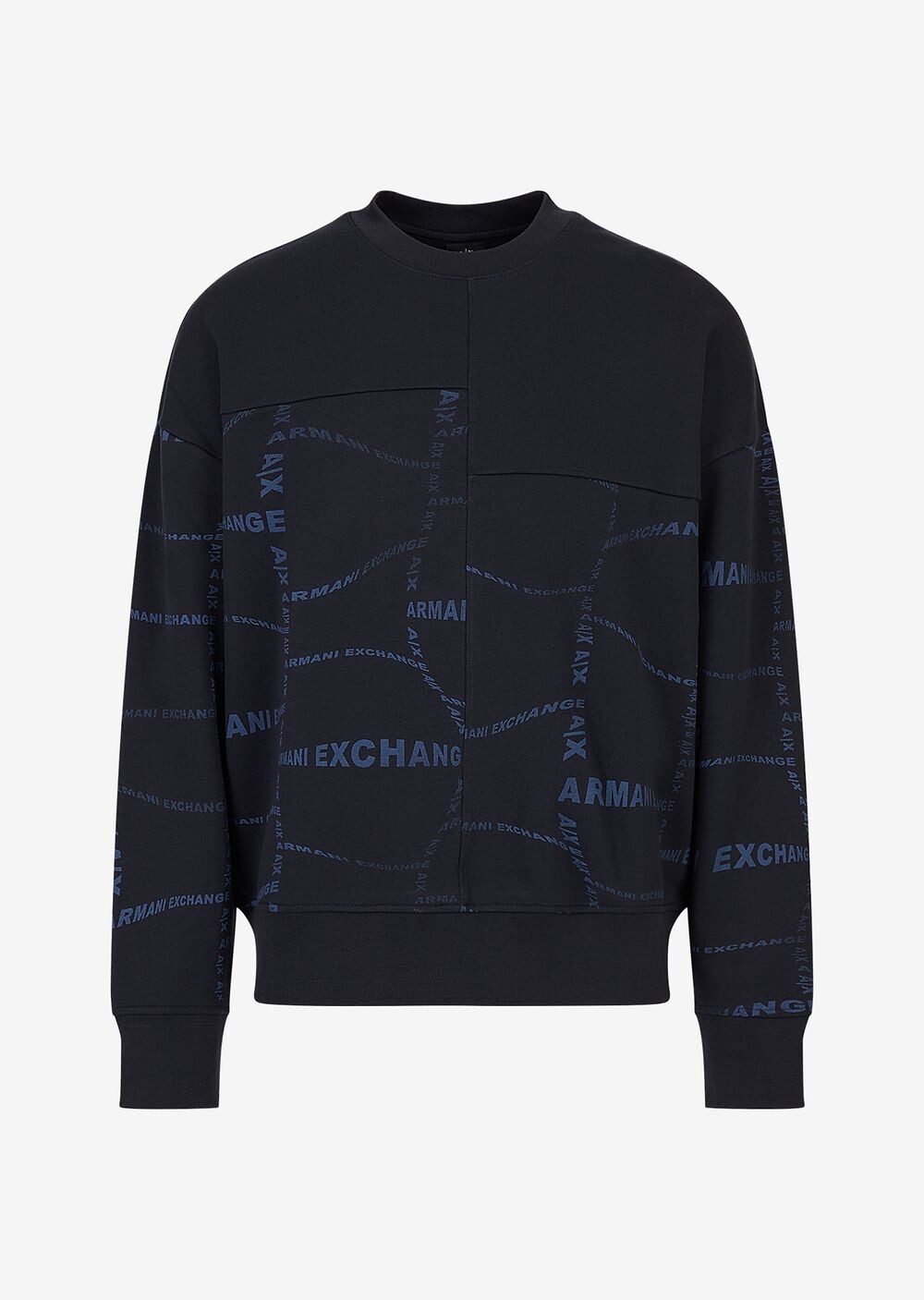 

Толстовка из смесового хлопка и флиса с логотипом Armani Exchange, синий