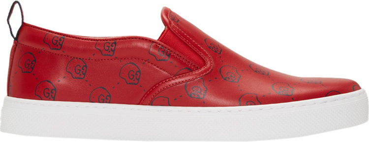 Кроссовки Gucci Slip-On Ghost Skull Red, красный - фото