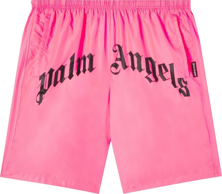 Шорты Palm Angels Curved Logo Bold Swim Short 'Fuchsia Fluo', розовый - фото