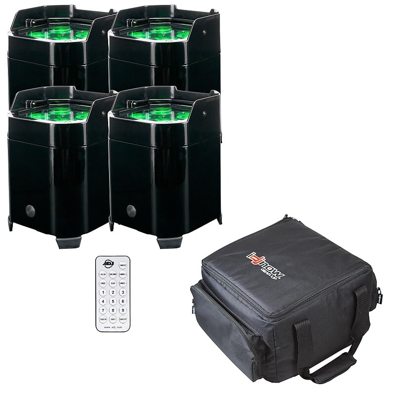 

American DJ Element HEXIP IP54 Powered Wireless LED Pars 4 Pack w Bag