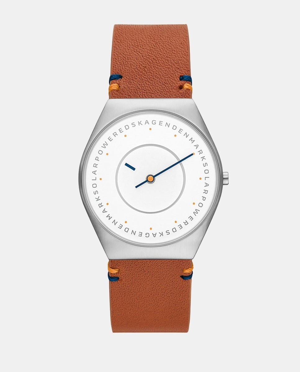 

Grenen Solar Halo SKW6872 Коричневые кожаные мужские часы Skagen, коричневый