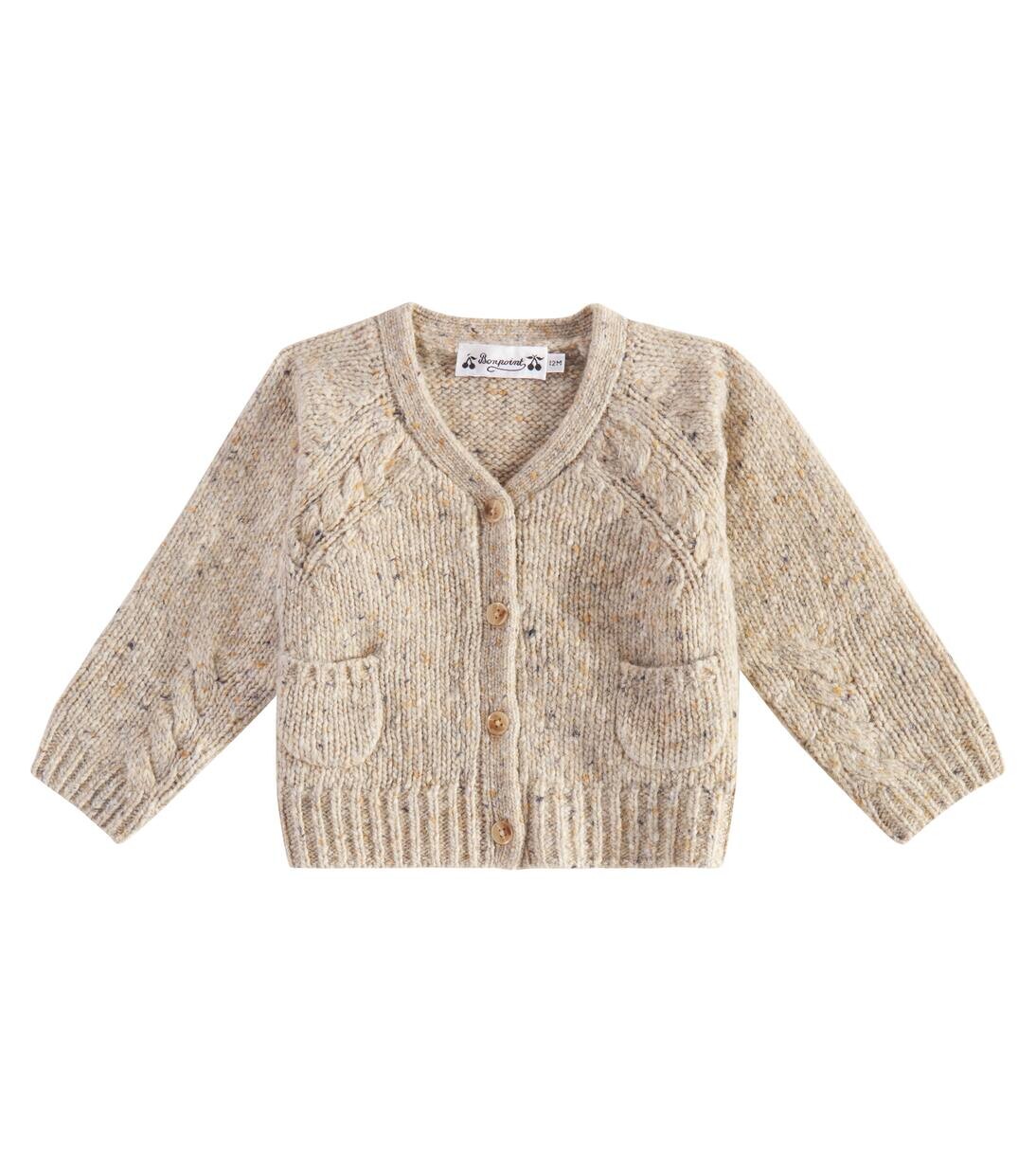 

Детский кардиган из смеси шерсти Bonpoint, цвет beige chine