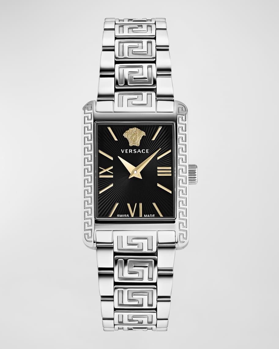 

Часы Tonneau 23x33 мм с ремешком-браслетом, серебристо-черный Versace