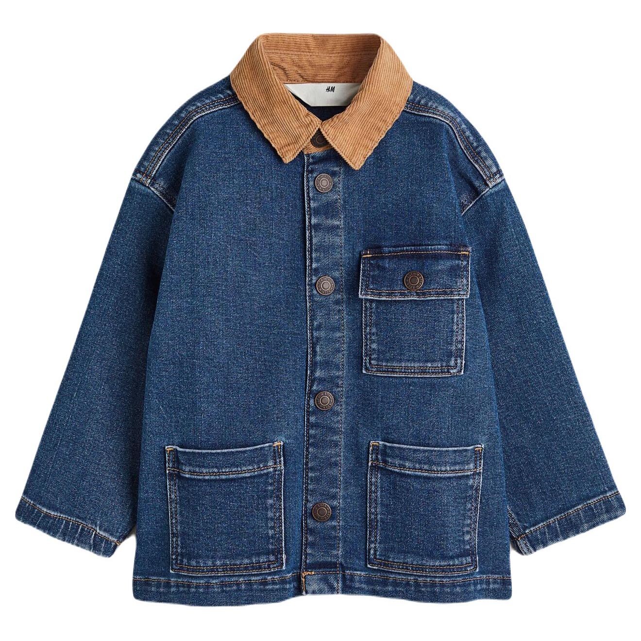 

Джинсовая куртка H&M Comfort Stretch With Corduroy Collar, темно-синий