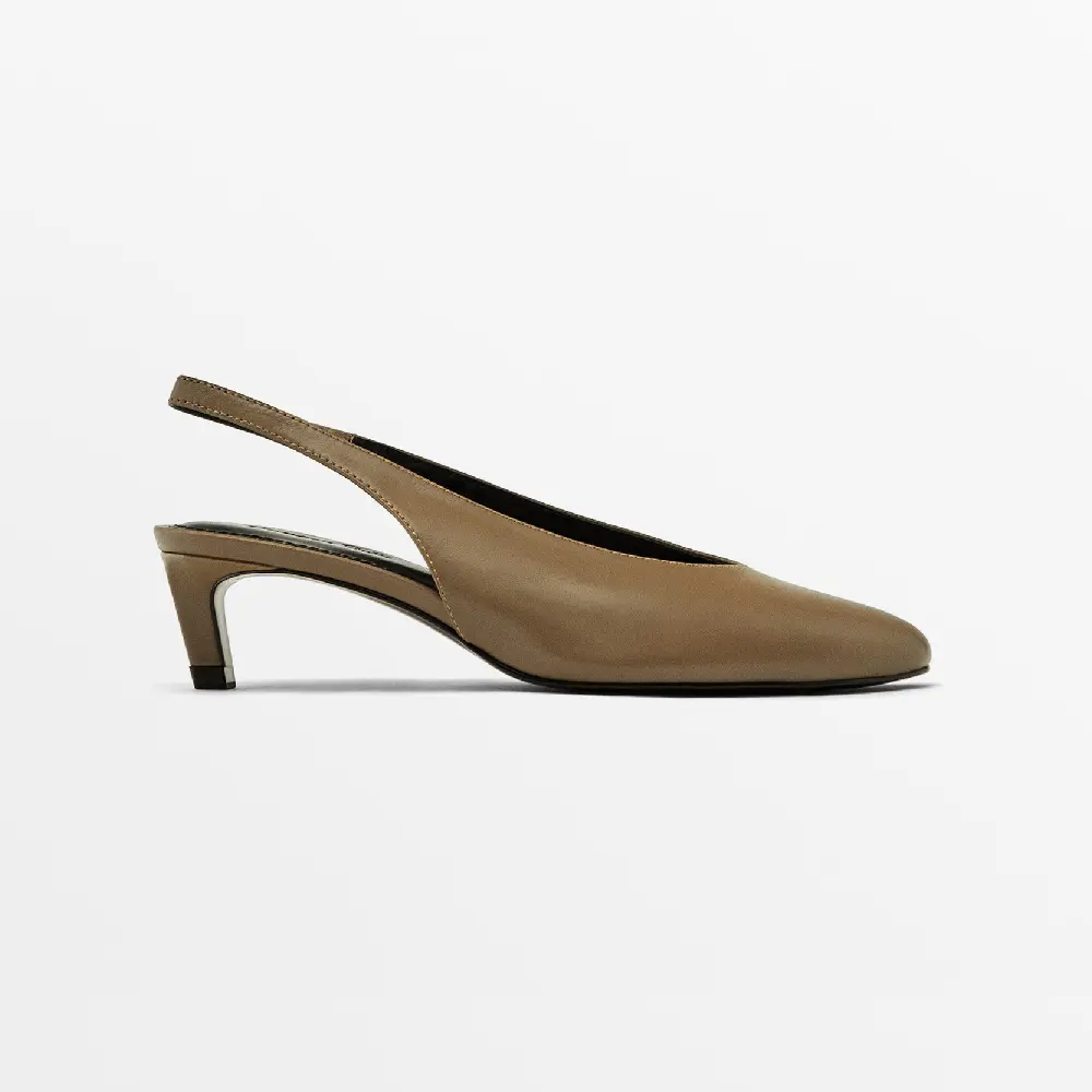 Туфли Massimo Dutti Round Toe Slingback Heeled, хаки туфли zara animal texture heeled slingback чёрный