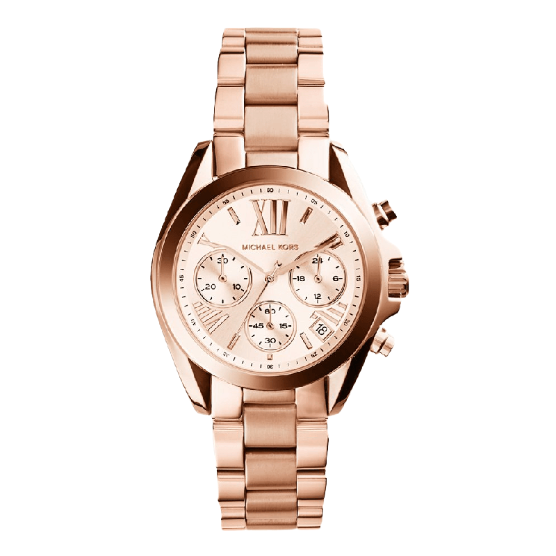 Часы наручные Michael Kors Bradshaw Mini с хронографом, розовое золото - фото