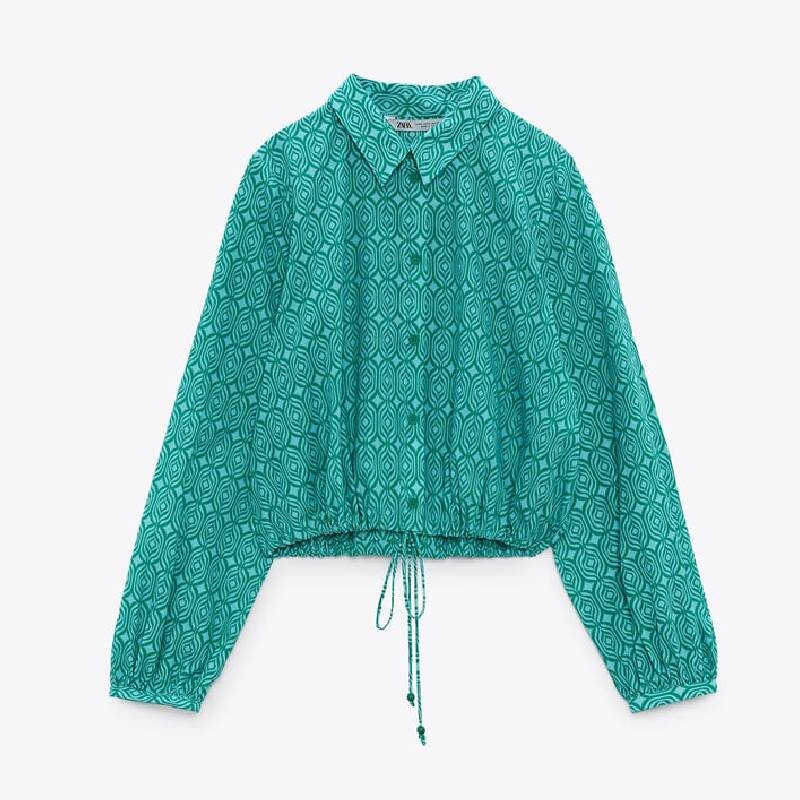 

Блузка с завязками Zara, бирюзовый