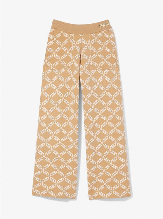 

Брюки Michael Kors Kids Empire Logo Print Knit Track, светло-коричневый