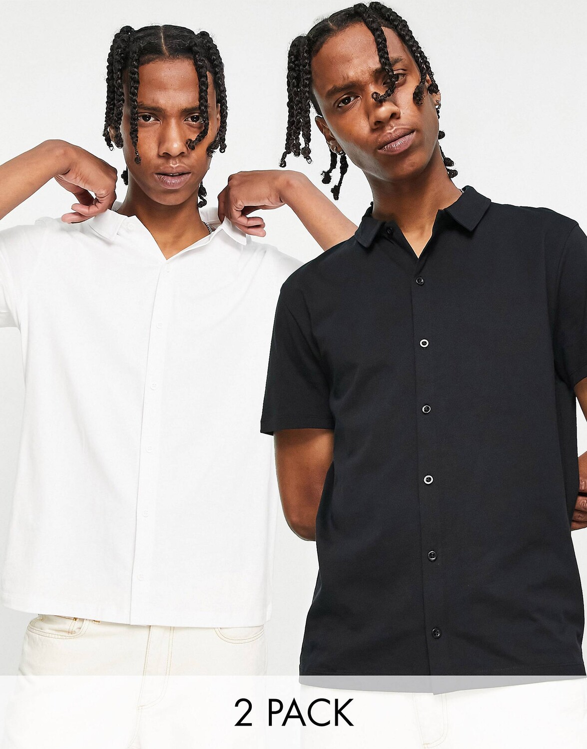 

Разноцветная рубашка из джерси с 2 пуговицами ASOS DESIGN