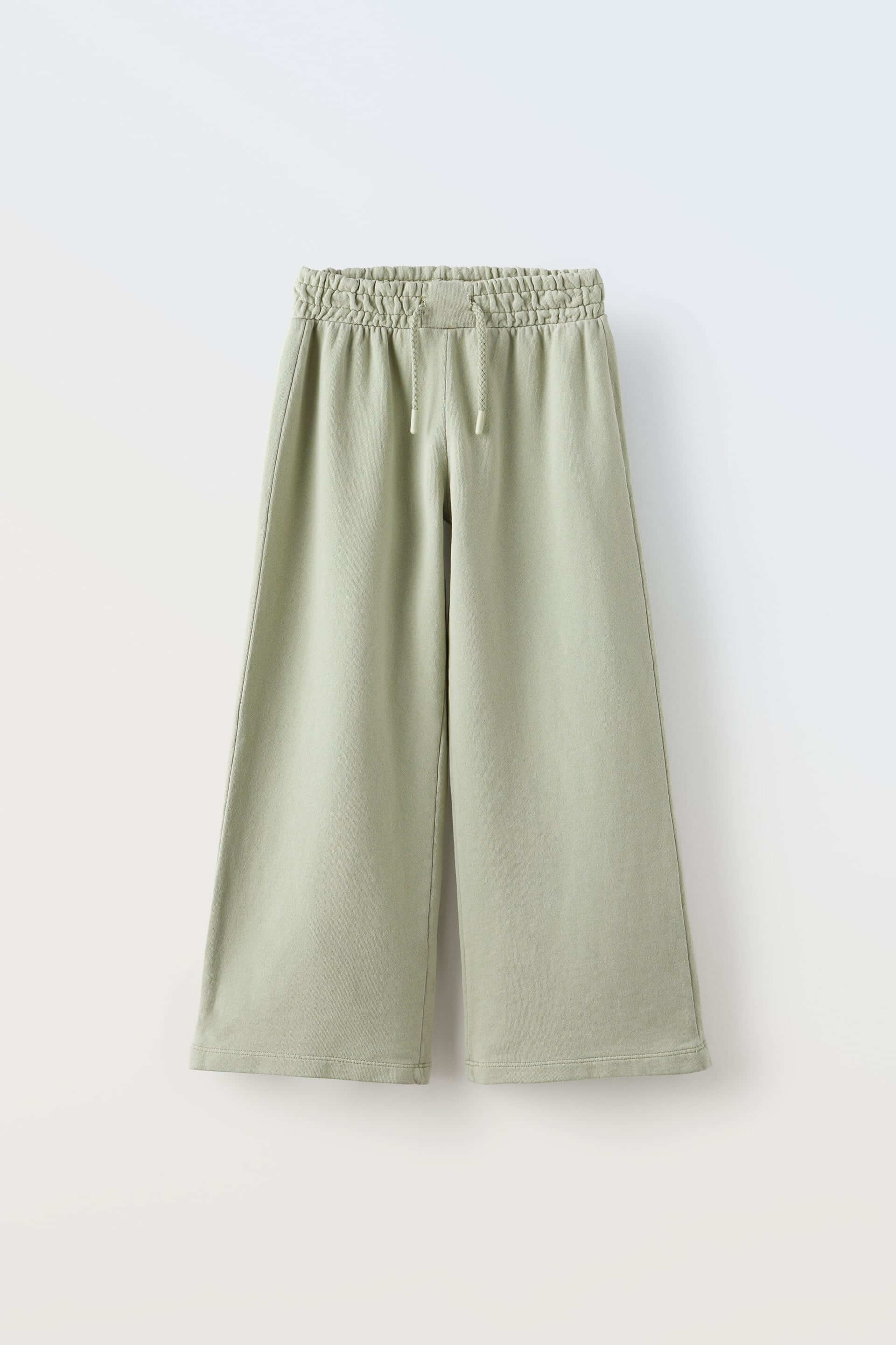 цена Брюки для девочки Zara Wide-leg Plush, светло-зеленый