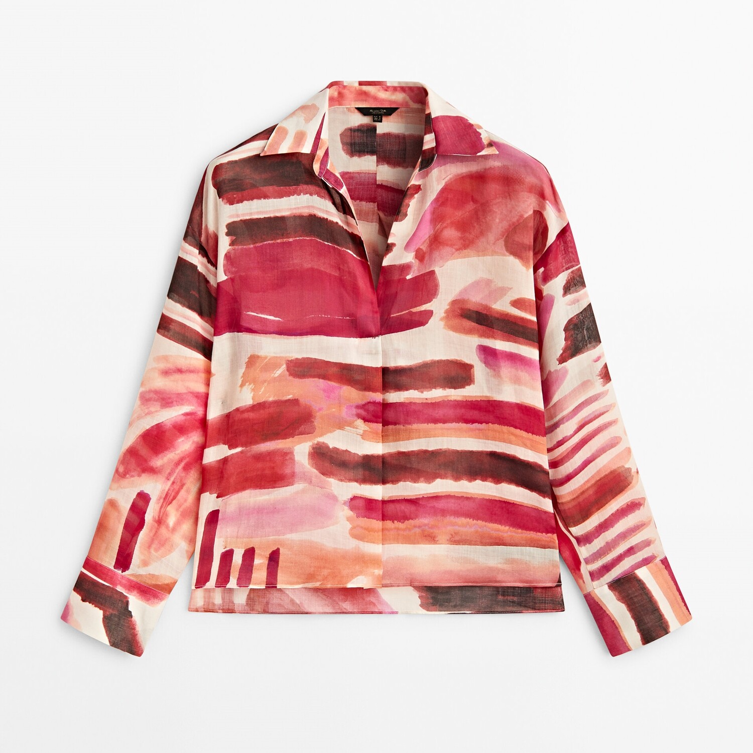 

Рубашка Massimo Dutti Watercolour Print Ramie, мультиколор