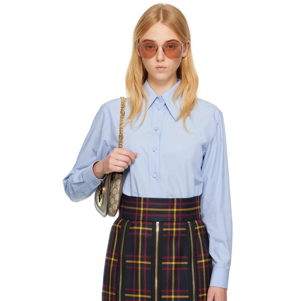 

Рубашка Gucci Pointed Collar, голубой