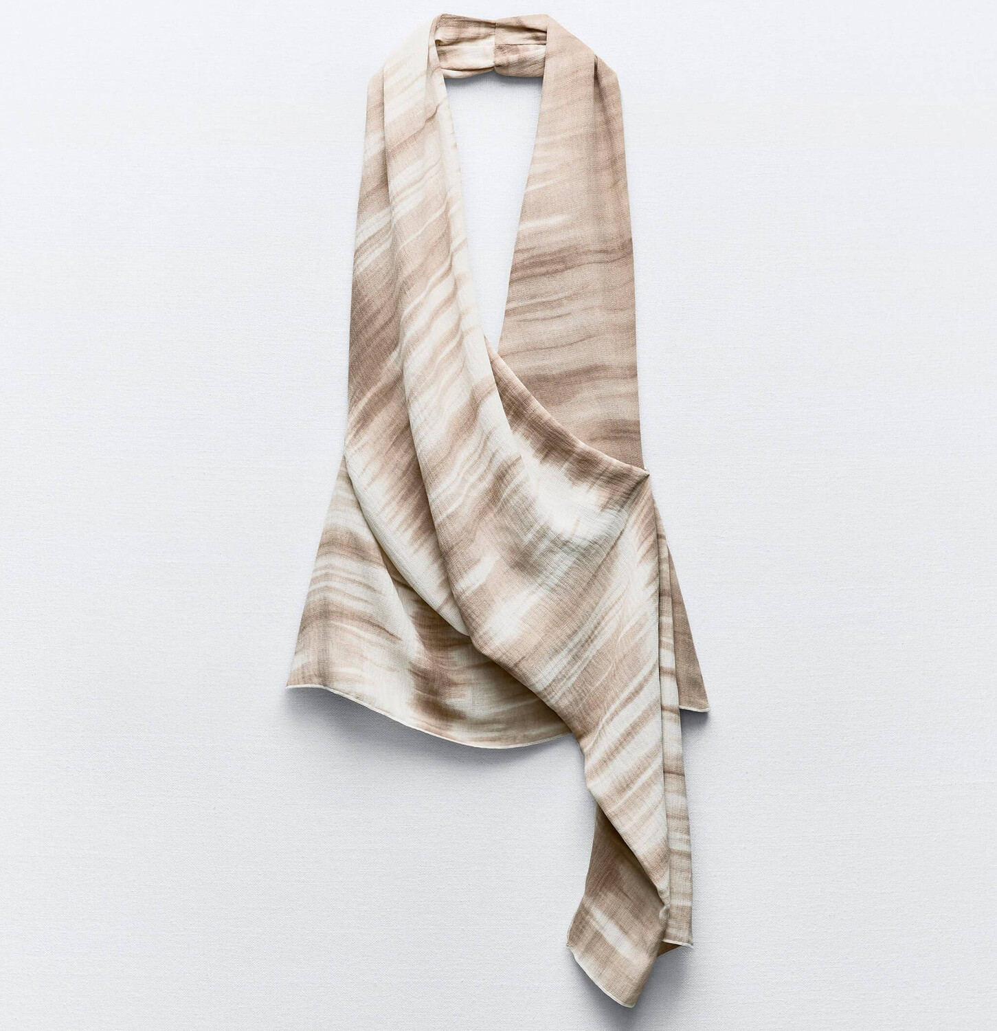 

Топ Zara Asymmetric Tie-dye Flowing, серо-бежевый