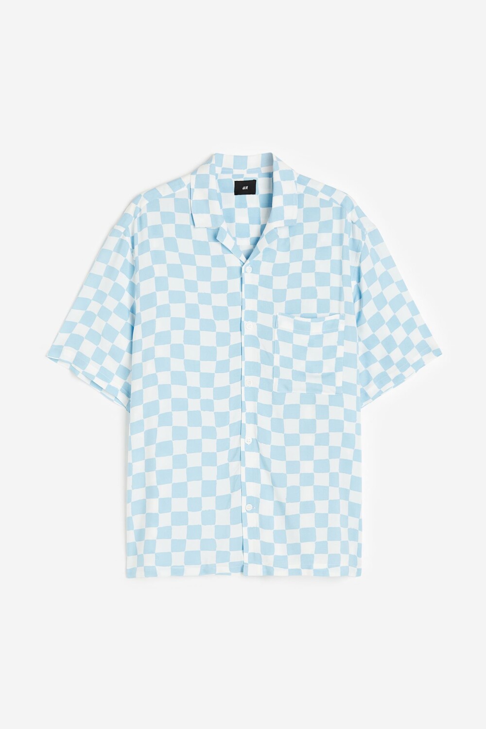 

Рубашка H&M Relaxed Fit Resort Shirt, голубой, белый