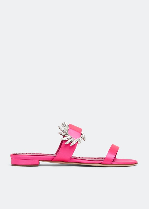 цена Сандалии MANOLO BLAHNIK Chivelaflat satin sandals, розовый