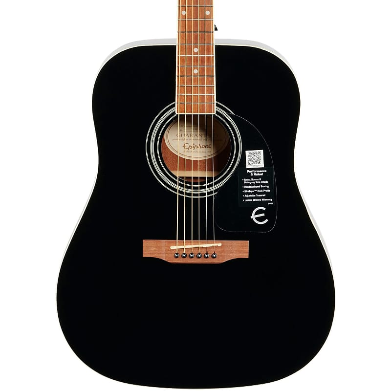 Комплект для акустической гитары Epiphone FT-100 (с чехлом), цвет Ebony FT-100 Acoustic Guitar Player Pack (with Gig Bag), Ebony цена и фото