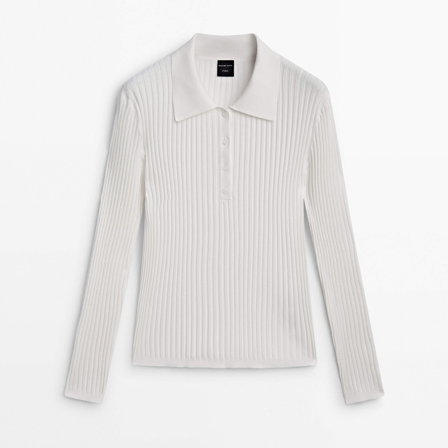 

Поло Massimo Dutti Studio Ribbed Knit, кремовый