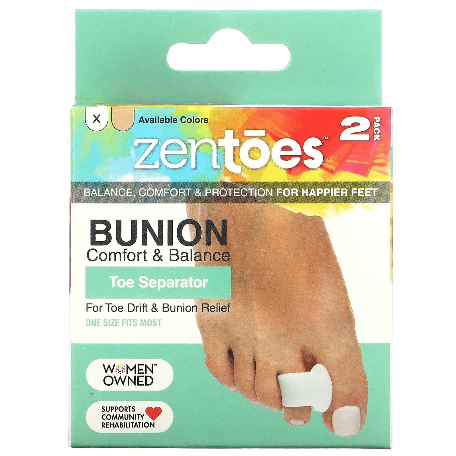 ZenToes, Toe Separator, Bunion Comfort & Balance, универсальный размер, 2 шт. В упаковке zentoes toe separator bunion comfort